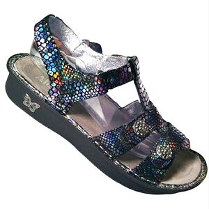 Alegria Kleo Sandal 42 Zesty Iridescent Reptile Gladiator Comfort Strappy Bling